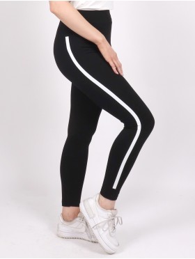 Women Cotton Feel Single Striped Yoga/Running Leggings